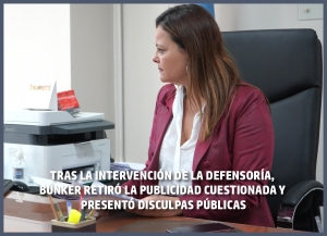 Tras la intervención de la Defensoría, Búnker retiró la publicidad cuestionada y presentó disculpas públicas